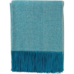 Glen Isla 100% Lambswool Picnic Blanket Turquoise Blue Made in the UK