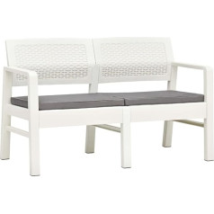 vidaXL Garden Bench 2-Seater with Cushion Bench Park Bench Garden Furniture Balcony Bench Plastic Bench Patio Bench White 120 cm Plastic