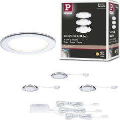 Paulmann 93118 LED Recessed Furniture Lights Set of 3 65 mm 3 x 2.5 W 3 x 180 lm 230/12 V 3000 K Chrome