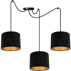 Light-Home Milan Spider Pendant Lamp - Spider Pendant Light - Ceiling Light - Spider Lamp with 3 Heads - Metal and Fabric Pendant Light - E27 - Black and Gold