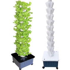 PTSZNGS Hydroponic Tower Set, 15-Tier 45 Hole Hydroponic Tower Set, Vertical Hydroponic Growing Tower, Hydroponic Growing System for Greenhouses on Farms, White