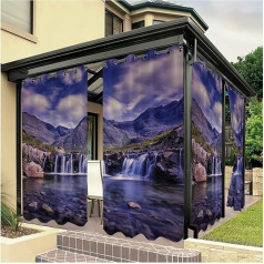 Linfye 2022 Das Neue 2 Stück Outdoor Vorhang Wetterfest 132x213cm, Lila Wunder 3D gedruckt Outdoor Verdunkelungsvorhänge mit Ösen Wasserdicht Sichtschutz Sonnenschutz für Balkon Terrasse