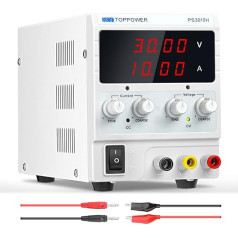 Laboratory Power Supply (0-30V, 0-10A), DC Adjustable Power Supply with 4-Digit LED Display for DIY Electronics Tests, Repairs and Research