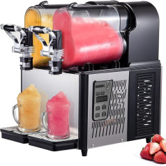 QUSYZD 3LX2 Tank Slush Drink Maker, Stainless Steel Machine for Frozen Drinks with Temperature Preservation, Automatic Cleaning - Perfect for Domestic and Commercial Use, 61.5 x 49.0,