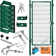 KESSER® garden gate premium garden door made of metal galvanised steel, garden door for rod mat fence gate, yard gate, including Post with lock door handle and Key, 200 x 106 cm, Green