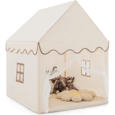 FANTASK Children's Tent with Solid Wood Frame and Cotton Blanket, Children's Play House for Boys Girls Princess Princess Beige Children's Play Tent Indoor, Children's Playhouse for Indoors, 120 x 105