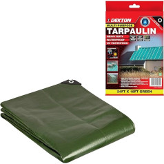 Dekton DT95451 Tarpaulin 7.3 x 5.5 m 200gsm Rubber Reinforced Corner Eyelets Green