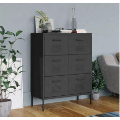CINDERFUL Schubladenschrank Anthrazit 80x35x101,5 cm Stahl, Aufbewahren Organisieren