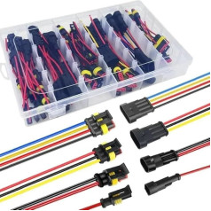 NHKSFBLQ 26Set 1/2/3/4Pin Connector Waterproof Connector Male and Female Way 20AWG Wire Suitable for Car Truck Boat Other Wire Connection