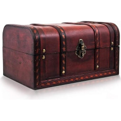 Infinimo Caribe Treasure Chest with Lock and Key Wooden Chest 28 x 19 x 15 cm Ideal as a Gift Box for e.g. Wedding and Birthday