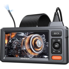 Depstech Endoscope Camera with Light, DEPSTECH 1080P Dual Lens Endoscope 5.0 Inch IPS Screen Inspection Camera IP67 Waterproof 5 m Snake Camera, Industrial Endoscope Tube Camera Channel Camera