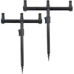 Hirisi Tackle Aluminium Carp Fishing Rod Pod Set Bank Sticks and Buzz Bar for 3 Fishing Rods (40-60)