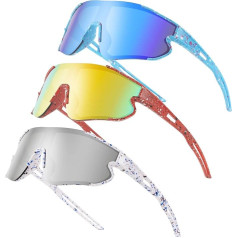 Wapreta Baseball-Sonnenbrille für Kinder, UV400, Sportbrille für 4–12 Jungen, Mädchen, Radfahren, Softball, Laufen, 3 Stück