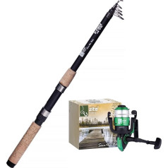 Zite Fishing Trout Combo for Beginners – Telescopic Fishing Rod & Reel as Fishing Set – Telescopic Rod 2.40 m – Trout Reel Spool with Line