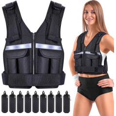Sportneer Adjustable Weighted Vest 0.9-8 kg, 9-in-1 Quick Adjustable Running Vest for Men and Women, Strength Training, Calisthenics and Gym, High-Quality Weight Vest