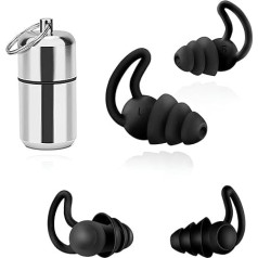 Ear Plugs for Sleeping, Noise Cancelling, Ear Protection, Reusable and Washable, Ear Plugs 32 dB for Noise Reduction, Side Sleepers, Snoring, Travel, Work, with Aluminium Container, 2 Pairs