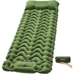 KingCamp Camping Sleeping Mat, Self-Inflating with Foot Pump, Air Mattress for 1 Person with Integrated Pillow, Outdoor Ultralight Camping Mat, Small Pack Size, for Camping, Hiking, Trekking