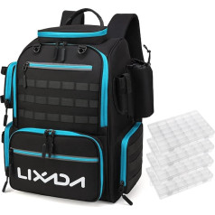 Lixada Fishing Bag, Fishing Backpack, Large Fishing Bag, Fishing Backpack for Storage and Organisation, Fishing Accessories and Fishing Equipment for Camping, Hiking, Travel, with Bait Boxes and Rain