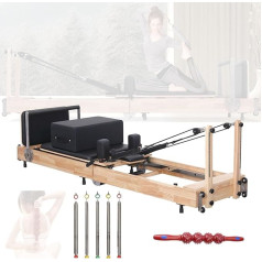 LQQHFSW Home Gym Pilates Workout Machine, Pilates Core Bed with Five High-Quality Springs Massage Stick for Muscle Relaxation Exercise Yoga