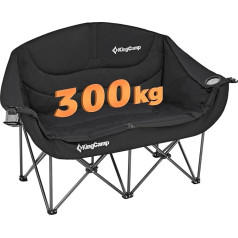 KingCamp Double Camping Chairs for Adults, Heavy Duty Camping Chair, 2 Seater with Cup Holder and Armrest, Oversize Folding Garden Chairs for Camping, Picnic, Fishing, Festival, Football Concert