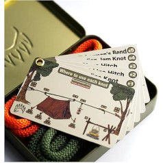 The Bear Essentials Knot Tying Set - Best Camping Knot Edition - Waterproof Knot Cards, Exercise Ropes in our Aluminium Tin