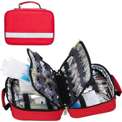 First Aid Kit Empty Emergency Kits – Waterproof Fire Prevention Wear Resistant First Aid Bag Insulation Reflective Strips for Home, Hiking, Workplace & Outdoor Red 18 x 10 x 26 cm