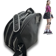 Midodi Ice Skate Bag with 4 Wheels and Inline Skates Heavy Duty Adjustable Backpack Spacious Breathable Pockets Bag with Reflective Trim