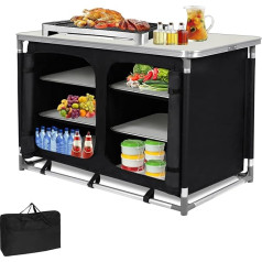 YRHome Camping Kitchen Outdoor Camping Kitchen Camping Cabinet Travel Kitchen with Aluminium Frame Carry Bag Kitchen Box Folding Cabinet Tent Cabinet Fabric Cabinet Foldable Wind Protection Models