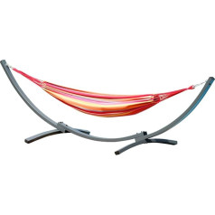 ALEOS. 375 cm hammock frame for 1 person, metal frame with cloth hammock Capri Mona - hammock stand - metal frame with hammock, chains and carabiner for garden and camping