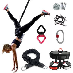 XWHAOB Gravity Yoga Bungee Cord Resistance Belt Set Suspension Trainer Bungee Dance Rope Body Weight Resistance System, Full Body Training for Home, Travel and Outdoor Muscle Building (85 kg)