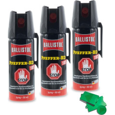 AKTIVHANDEL Pepper Spray 3 x 50 ml Jet, Set of 3, Animal Repellent Spray, Self-Defense, with Shopping Trolley Token
