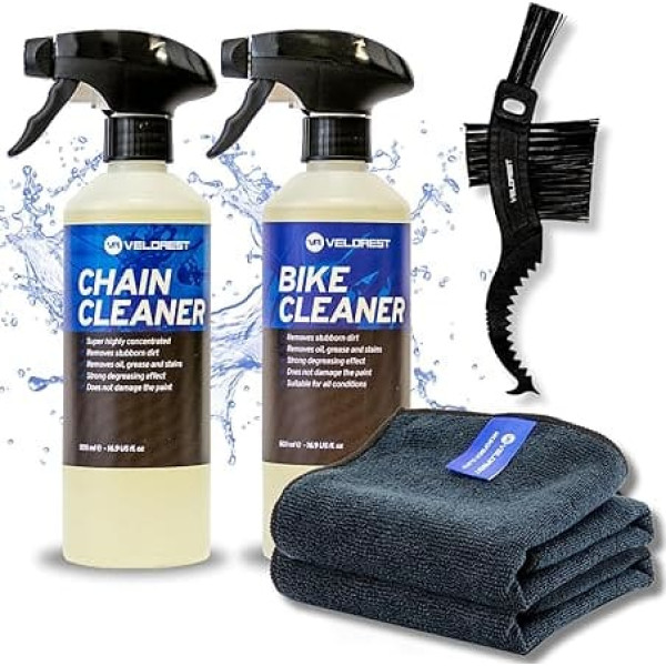 Velorest - Bicycle Cleaning Set - 500 ml Chain Cleaner Bicycle Chain + 500 ml Bicycle Cleaner Spray - Chain Spray Bicycle - Bicycle Cleaner - Removes Strongest Dirt
