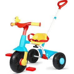 KRIDDO 2 in 1 Balance Bike, Children's Tricycle from 18 Months to 3 Years, with Improved EVA Wheels, Tricycle for Children as a Gift, Tricycles with Push Bar and Duck Bell, Classic