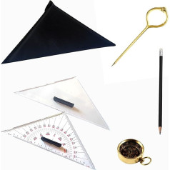 Navigation Cutlery for the Sport Boat, Driving Licence SBF Sea and Indoor SKS Set Sea & Inland Brass Compass 33 cm Course Triangle Pencil Case