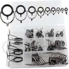 CLISPEED 85pcs Set Ceramic Guide Ring for Fishing Sea Pole Guide Eye Rod Building Equipment Fishing Rod Repair Kit Rod Guide Black Fishing Rod Guides Bait Casting Rod Guide