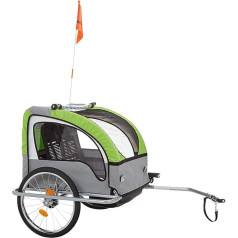 Fischer, children’s Komfort bicycle trailer with suspension, TÜV and GS approved, in green anthracite colour, 86388