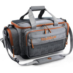 MoiShow Fishing Tackle Bag, Fishing Tackle Bag for Saltwater or Freshwater (#Grey), Fishing Box Bag, Water Resistant Material, 1000D Nylon, Detachable Shoulder Strap, Grey-large, Modern