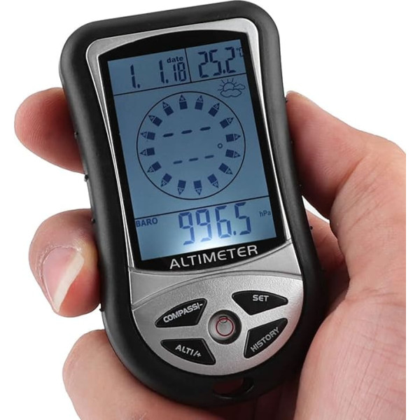 Zerodis Portable Altimeter Barometer Compass - Multifunctional Electronic Weather Tester for Outdoor Enthusiasts