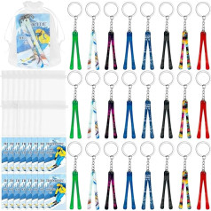 Avauoso 72 Piece Gift Set for Ski Lovers, 24 Snowboard Keychains, 24 Ski Greeting Cards, 24 Organza Pouches, Thank You Gift for Ski Lovers and Snow Lovers, Multi-Coloured, multicoloured