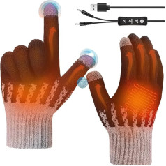 USB Heated Gloves, USB Heated Gloves for Men, Full Finger Hand Warmers, Winter Warm Knitted Gloves, Washable Gloves with 3 Levels Adjustable Temperature for Indoor Outdoor Use