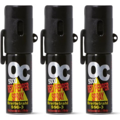 OC5000 SSG-3 Pepper Spray Wide Jet 15 ml KO Spray with Side Clip and Finger Protection (3 x 15 ml)