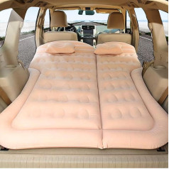 Handzee Car Air Mattress Inflatable Thickened Flocking Travel Camping Bed with Air Pump 2 Cushions Improved Honeycomb Structure Mobile Cushion Portable Sleeping Bed for SUV Boot Back Seat Beige