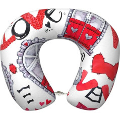 Zhuanyun Reisekissen mit rotem Herzen, Lippen und Liebe, klassisch, bequem, Memory-Schaum, Reisekissen, Kopfstütze, weiches Kissen