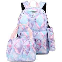 Ski Backpack Women Sky Tied Coloured Backpack Meal Bag Pen Bag Three Piece Set Backpack Hand Luggage