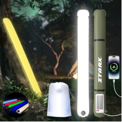 ZTARX x SELORSS Solar Inflatable Camping Light 33.86 Inches / 86 cm Foldable Outask Telescopic Lamp with Double Light Strips, Portable Outdoor 4000 mAh RGB LED Light IP66 Waterproof for Camping,