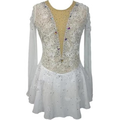 PONNYC Figure Skating Dresses for Girls Ice Skating Costumes for Teenagers with Stickers Gymnastics Dance Skirts Made of Shiny Crystal Highly Elastic Winter Sports Competition Clothing