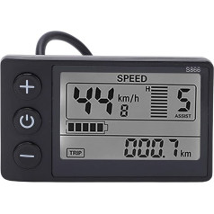 Fockety Electric Bicycle LCD Display Meter, 24 V 36 V 48 V Electric Bicycle LCD Display Control Panel with Waterproof Plug, Plastic Electric Bicycle Display Meter for 22.2 mm/0.9 inches