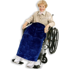 Classy Pal Wheelchair Blanket with Pocket for Adults, Fleece Wrap for Airplane and Train Packable Nap Travel Accessories (Navy)