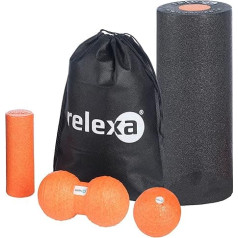 relexa Fascia Starter Set 5-Piece Comfort Roller, Fascia Rolls/Fascia Balls for Tension and Adhesions, for Self-Massage of All Muscles