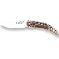 Joker Folding Knife NC142 Hand Carved Deer Antler Tip Handle Wild Boar 8cm MOVA Blade with Sheath Included, Fishing, Camping and Hiking Tool